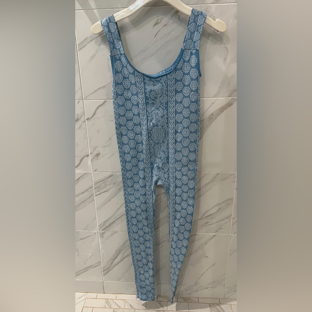 Blue Patterned Sleeveless Jumpsuit for Women